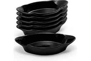 Au Gratin Baking Dishes, Ceramic, Kook, for Casseroles, Lasagna & Cobblers, Individual Serving, Set of 6, Oven, Microwave & D