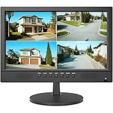 Jexiop 16inch Security Monitor,Wall-Mounted Monitors Supports USB/Full Format Video Playback,CCTV Monitors with AV/HDMI Input/VGA/BNC,Built-in Speaker,Remote Control