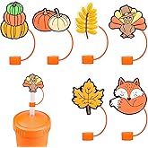 6Pcs Thanksgiving Straw Toppers, Fall Straw Covers for Stanley Cup, Resuable Thanksgiving Straws Cover Caps for 10mm Drinking Straws Tip Covers for Stanley Cup Accessories