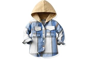 Winzik Toddler Boys Long Sleeve Button Down Shirt, Kids Baby Boys Girls Flannel Shirts Christmas Plaid Dress Shirt 1-10Y