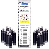 WRITECH W-1784 Cartridge Black Ink: 16ct for Clictek Fountain Pen | Refillable Design Ink Cartridges Only for WRITECH Clictek Fountain Pens, Blue or Black Available, No leaking Smooth Writing