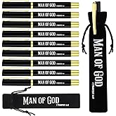 Seajan 20 Sets Man of God Pens Gifts Valentine Christian Gifts for Men Bulk Bible Verse Ballpoint Pens with Velvet Pouch Medium Black Ink Religious Church Gift for Pastor Clergy Dad Office Baptism