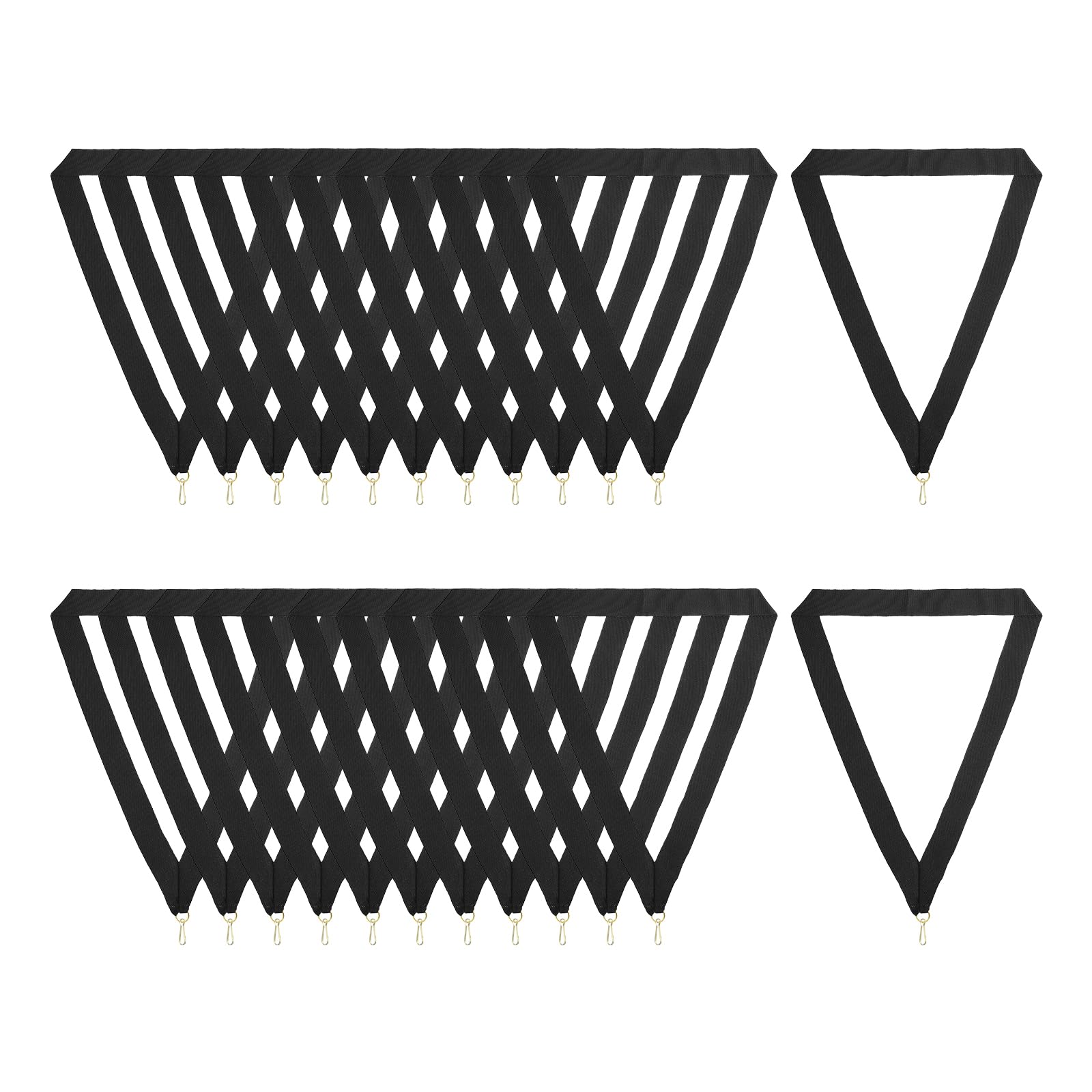 PATIKIL Award Neck Ribbons with Snap Clips, 24 Pcs Polyester Striped Medal Lanyards Ribbon for Competitions Sports Meetings Sports Party, Black