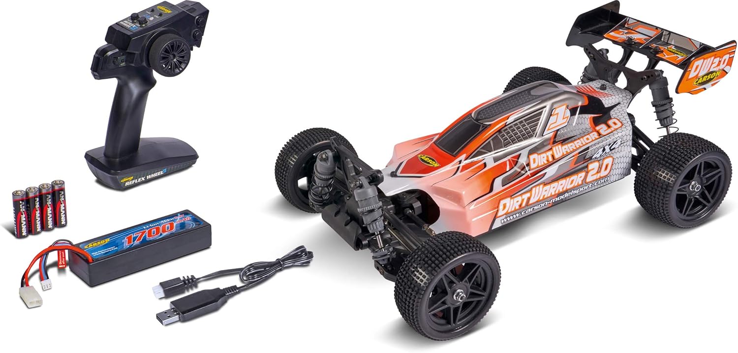 Carson 1:10 X10 Dirt Warrior Sport 2.0 100% RTR Remote Control Car Off Road Buggy with Batteries and Remote Control