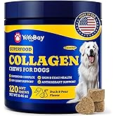 Collagen for Dogs - Collagen Soft Chews for Hip, Joint, Cartilage & Mobility Support, Skin & Coat Supplement for Dogs, with Types I, II & III Collagen and Superfood - 120 Count, Duck & Pear Flavor
