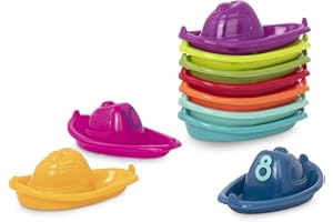 Battat – 10 Bath Boats – Numbered & Stackable Bathtime Toys – Floating Toy Boats For The Bath, Pool, Beach – Educational Toys – 6 Months + – Stackin’ Boats