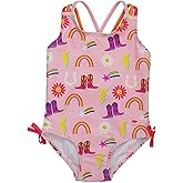 RuffleButts Girls UPF50+ Sun Protection Tie Shoulder/Cross Back One Piece Swimsuit