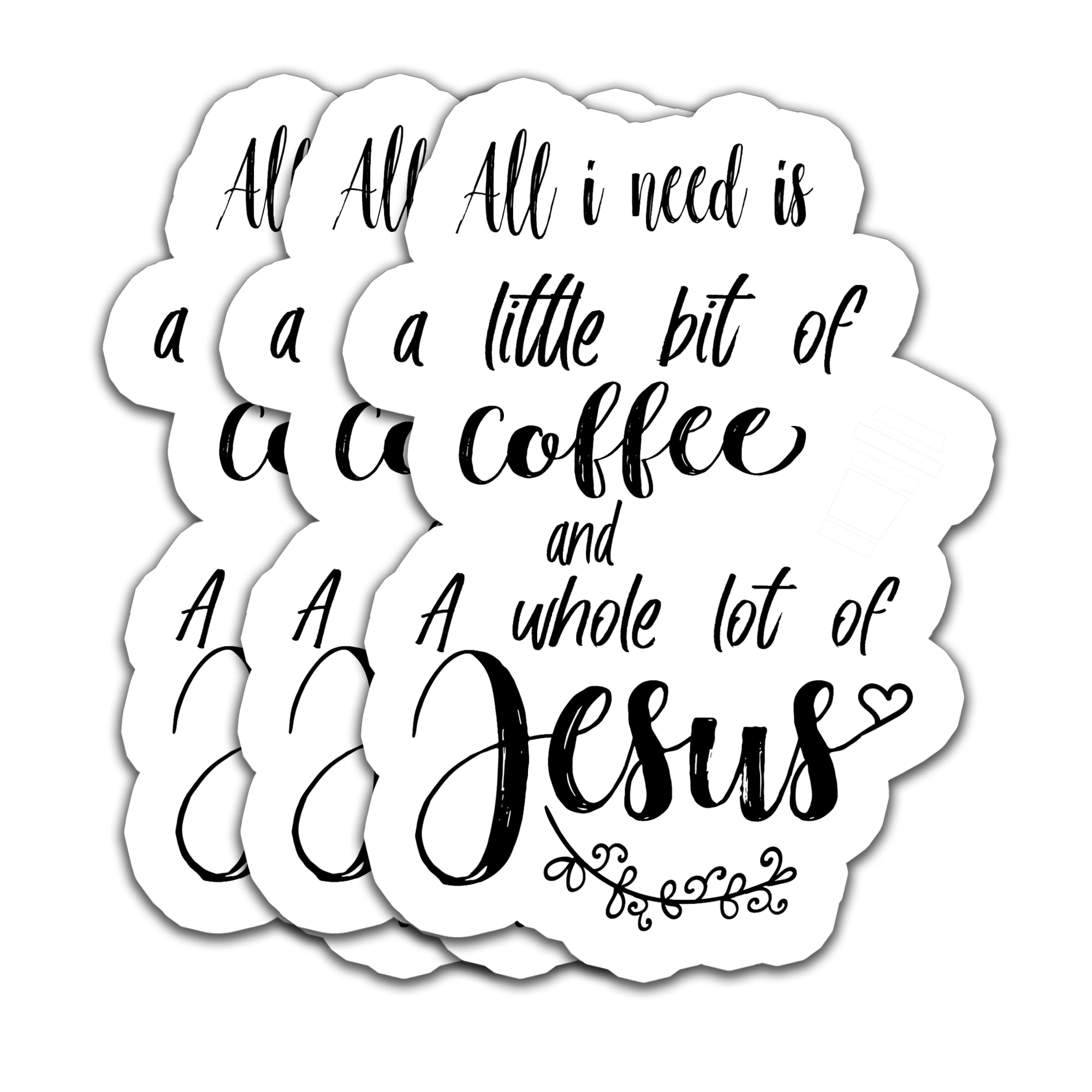 Photo 1 of (3PCS) Coffee and Jesus Sticker for Women, Faith Christian Vinyl Decal, All I Need is a Little Bit of Coffee and a Whole Lot of Jesus for Laptop, Tumbler, Water Bottle, Notebook, 3" x 2.2"