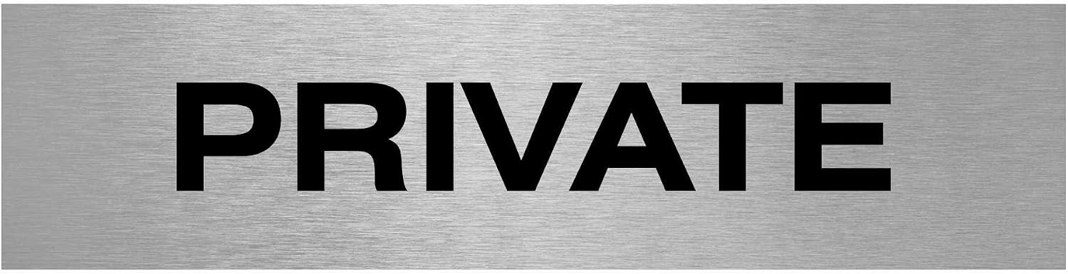 Slimline Aluminium Private Sign from ViroDisplay® - Brushed Silver 200 x 50mm - Durable Printed Surface - Self-Adhesive Fixing