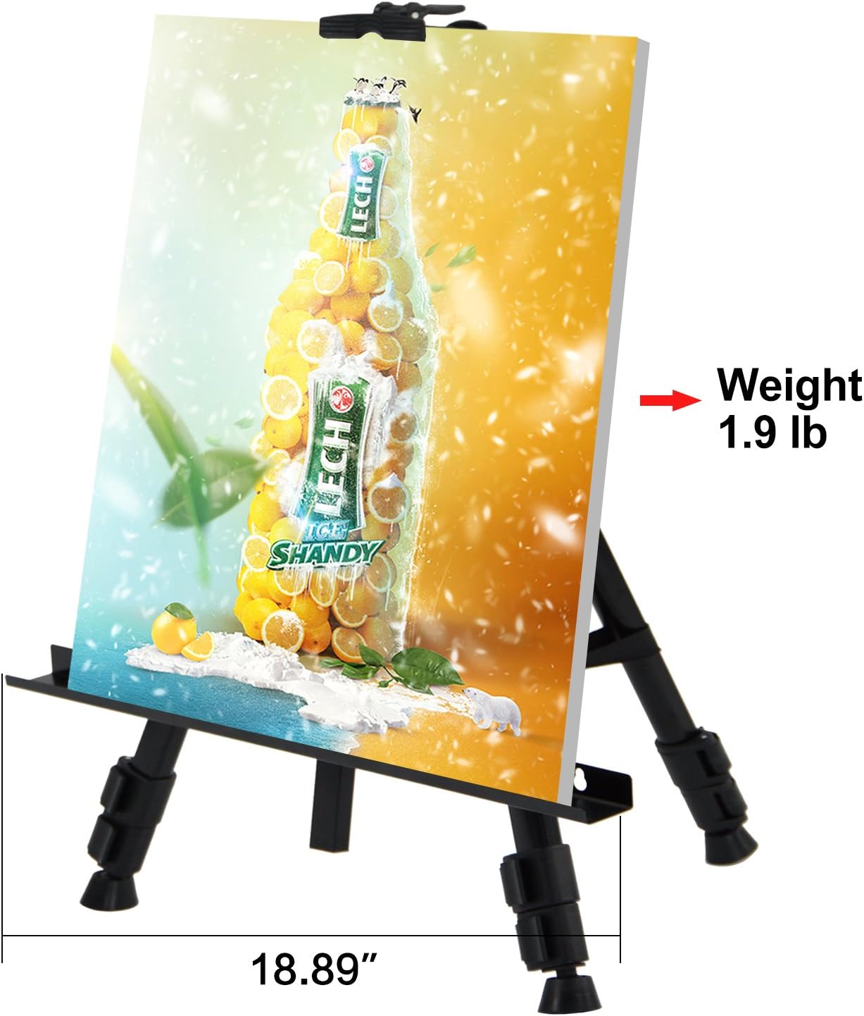 T-Sign 66" Reinforced Artist Easel Stand, Extra Thick Aluminum Metal Tripod Display Easel 21" to 66" Adjustable Height with Portable Bag for Floor/Table-Top Drawing and Displaying : Office Products
