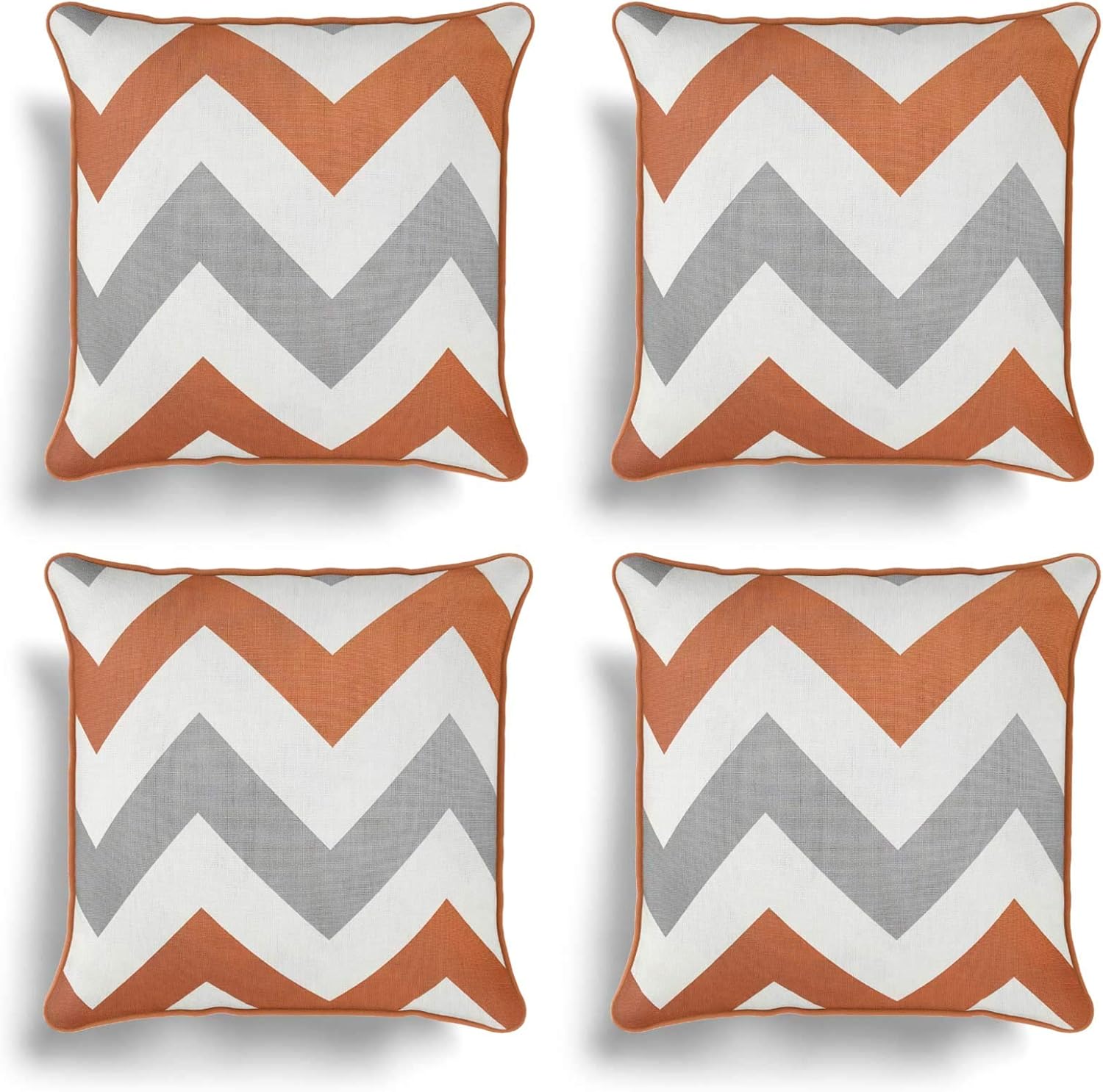 IT IDEAL TEXTILES Set of 4 Orange Chevron Cushion Covers, Pack of Four