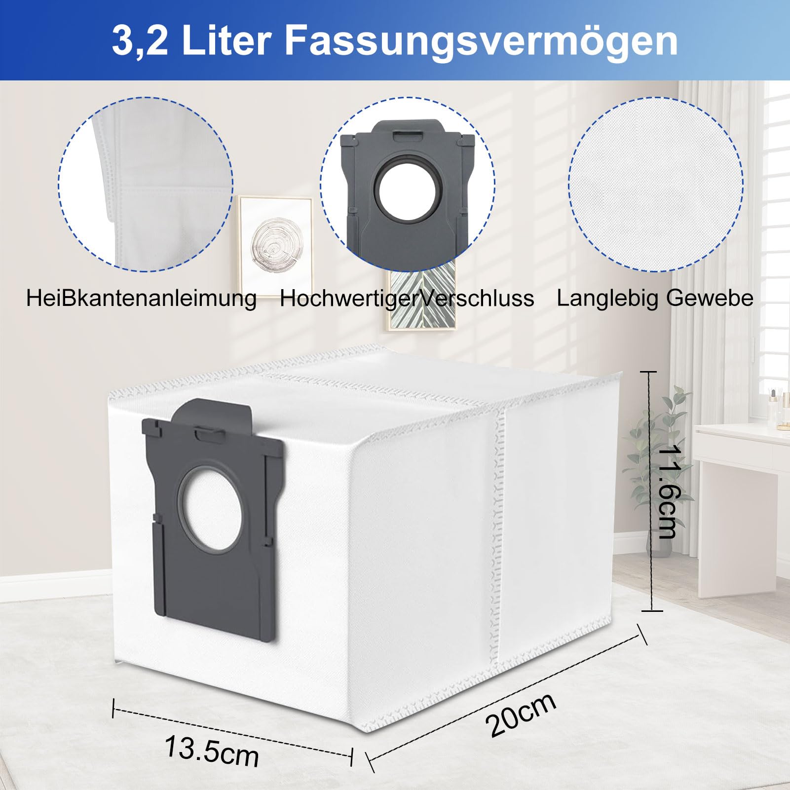 Fishoney 15 Stück Staubbeutel für Dreame L10s Ultra Gen 2/Gen 3, L40s Pro Ultra, X50/X40 Ultra Complete/X30 Ultra, L10s Pro Ultra Heat, Mova E30 Ultra/V50 Ultra Complete Staubsaugerbeutel Ersatzteile 3