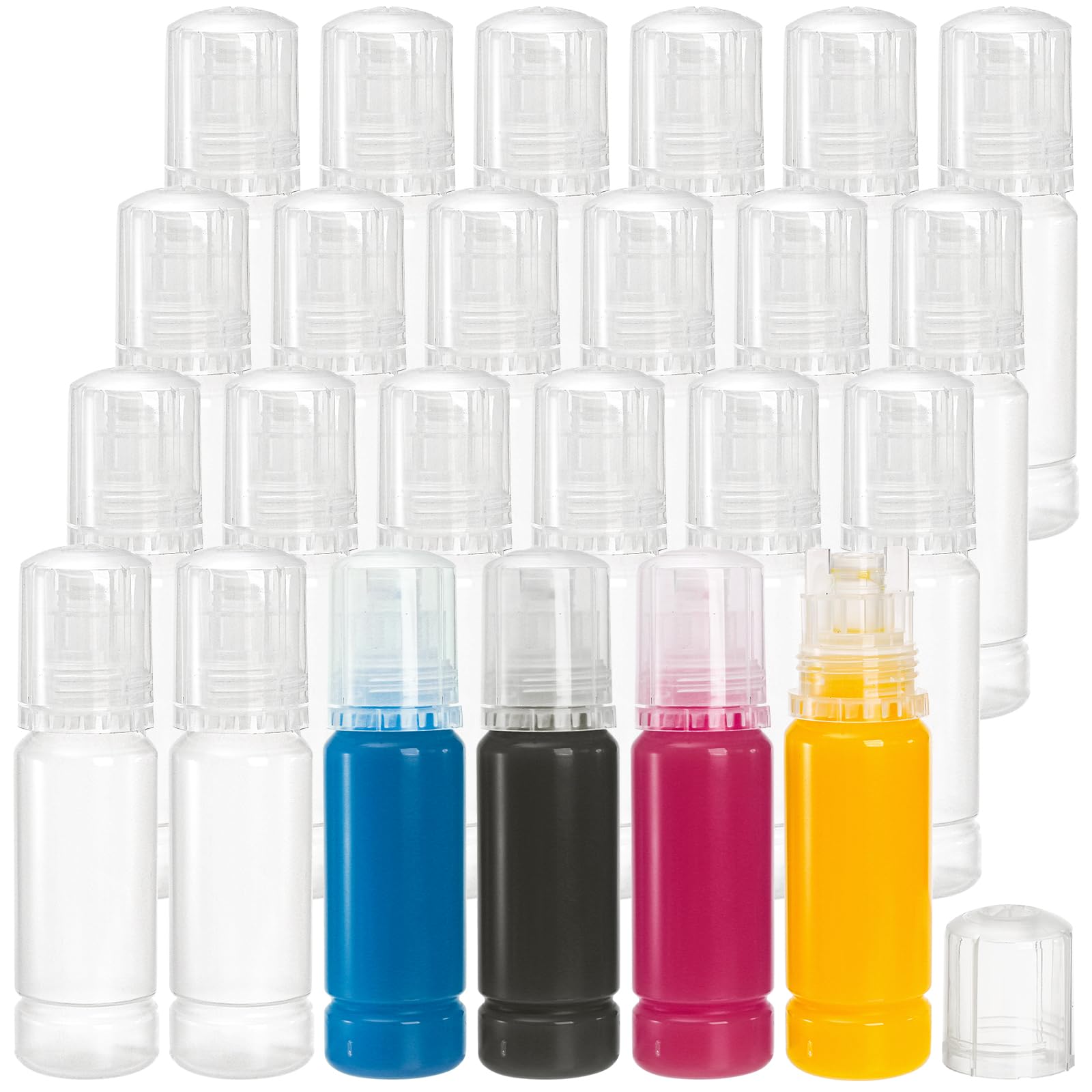 Photo 1 of TOPZEA 24 PCS 70 ML Bottle Empty, 502 Ink Refill Bottles Universal Empty Ink Bottles with Leakproof Cap for Printers Tank, Easy to Refill