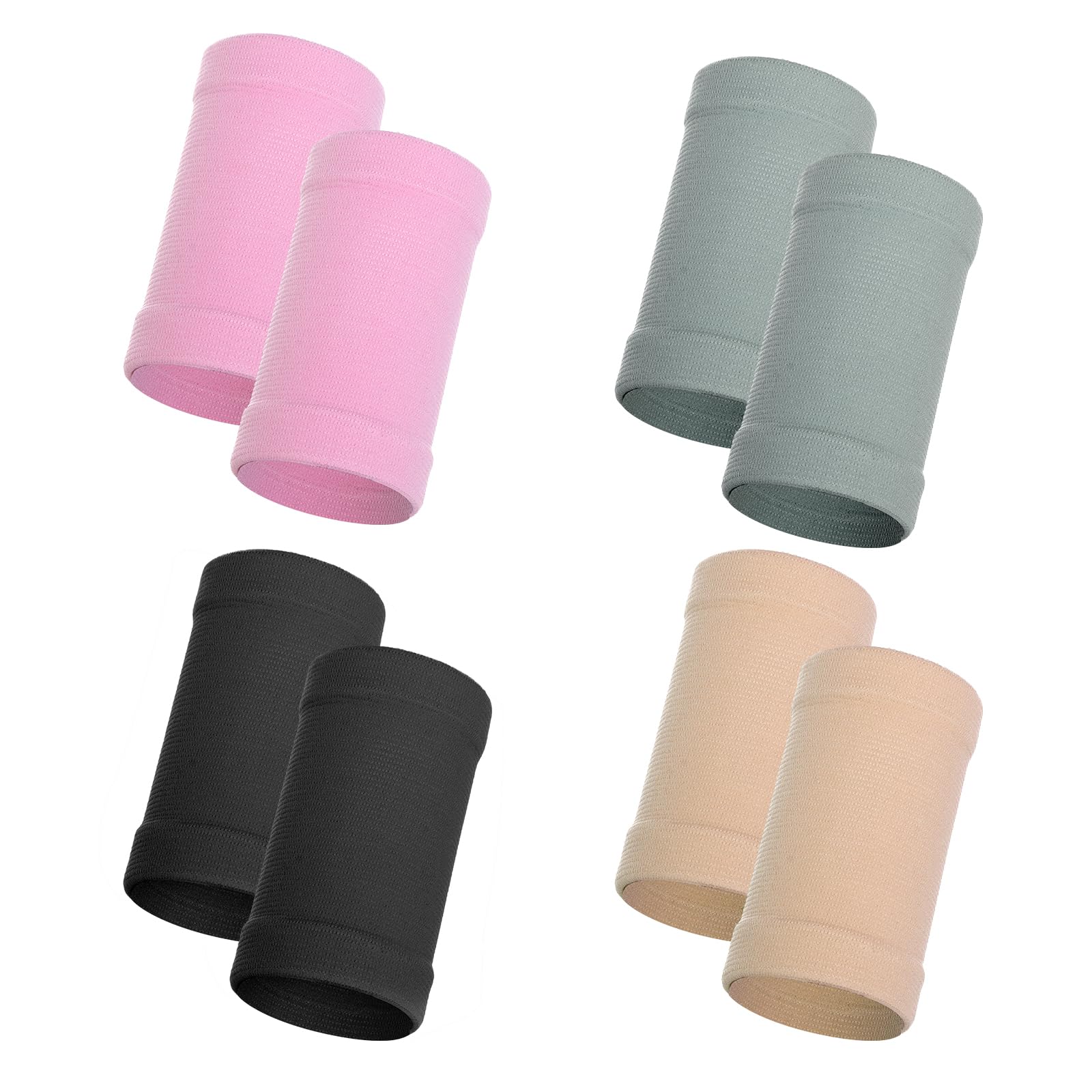 Photo 1 of HOVEOX 4 Pairs Wrist Compression Sleeve Elastic Hand Support Sleeve Wrist Tattoo Cover Up Sleeves for Women and Men (Black, Pink, Gray, Nude)