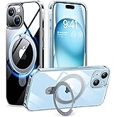 TORRAS Magnetic Kickstand for iPhone 15, 14, 13, & 16e Case [Fit for MagSafe][Sturdy & Versatile Stand] Military-Grade Shockproof Transparent Slim Protective Anti-Fingerprint Anti-Scratch, Clear