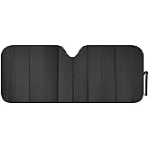 Motor Trend Windshield Sunshade for Car, Truck & SUV, Black - Folding Sun Shade for Front Window, Auto Sun Visor Heat Protection, UV Rays Blocker (58 x 24 Inch)