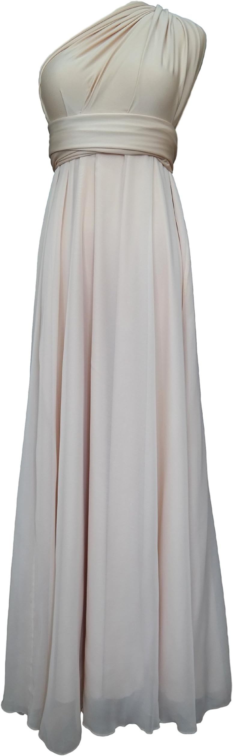 Full Length Convertible Bridesmaids Infinity Dress in Metallic Gold with Chiffon