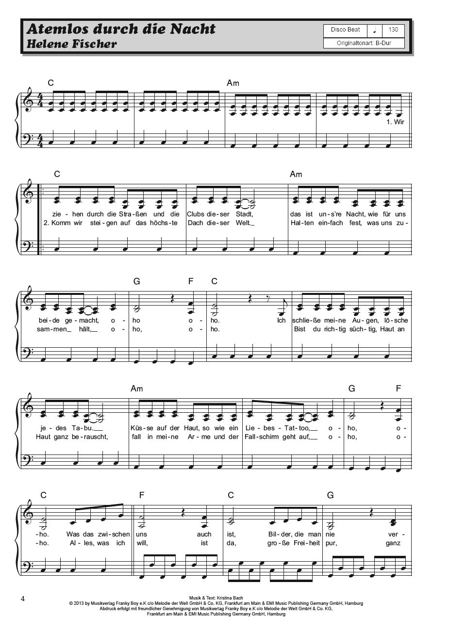 Atemlos Durch Die Nacht Lyrics Deutsch