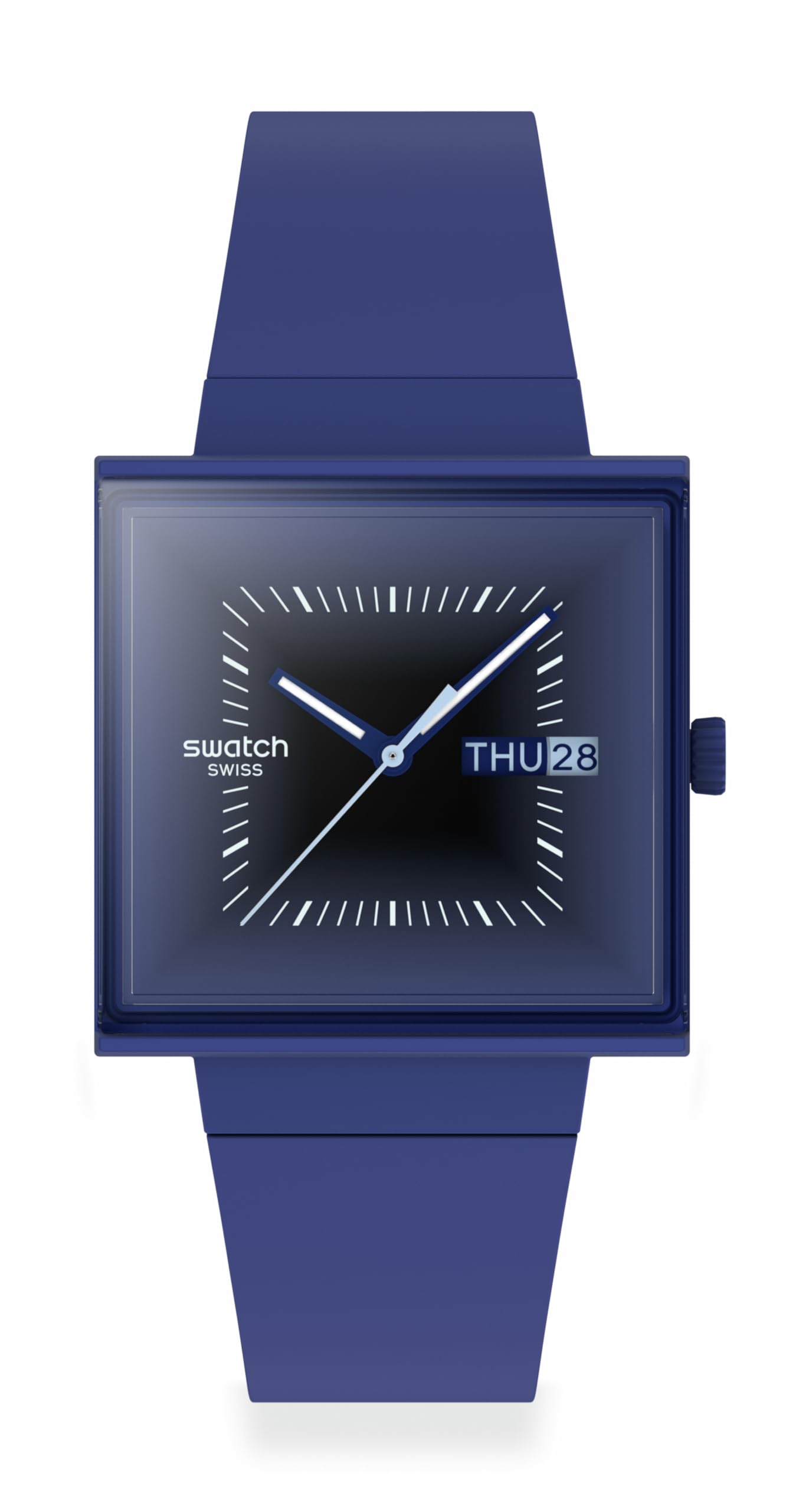 Photo 1 of Swatch Square Bioceramic Unisex Watch Casual Bioceramic Blue Quartz Waterproof Squarely Blacklight