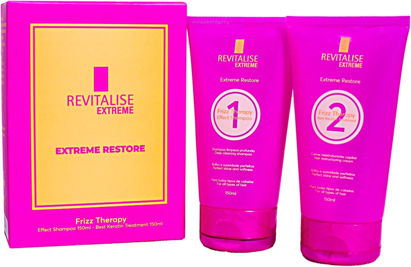 Revitalise Extreme 150ml Brazilian Restore Frizz Therapy Shampoo Straightening Treatment for Curly Hair