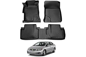 Cartist Custom Fit for Floor Mats Honda Civic 2012 2013 2014 2015 All Weather Waterproof Floor Liners Front & Rear Row Carpet Protection Mat TPE (Not fit for 2 Doors Couple)