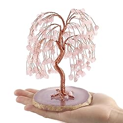 Jovivi Natural Rose Quartz Crystal Tree Tumbled