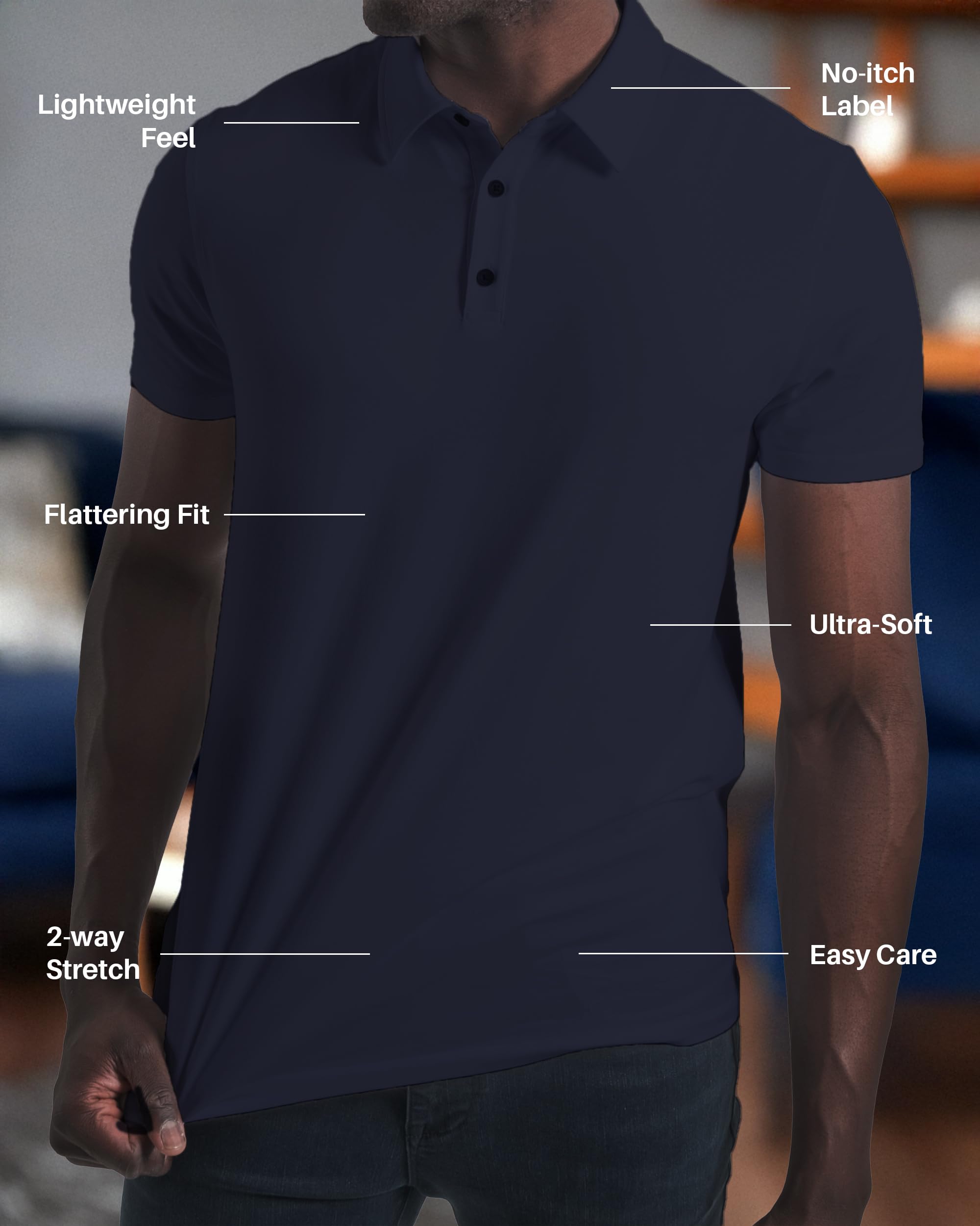 Kenneth Cole REACTION Polo Shirts for Men 3 Pack, UPF 50+ Men\'s Polo Shirts Short Sleeve (Black/HTGRY/Navy, Large)