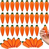 HyDren 50 Pcs Easter Carrot Stress Balls Mini Foam Carrot Stretchy Toys Party Favor Stress Relief Balls Fidgets Toy for Easter Basket Stuffers Gifts Goodie Bag Fillers Carnival Reward Supplies