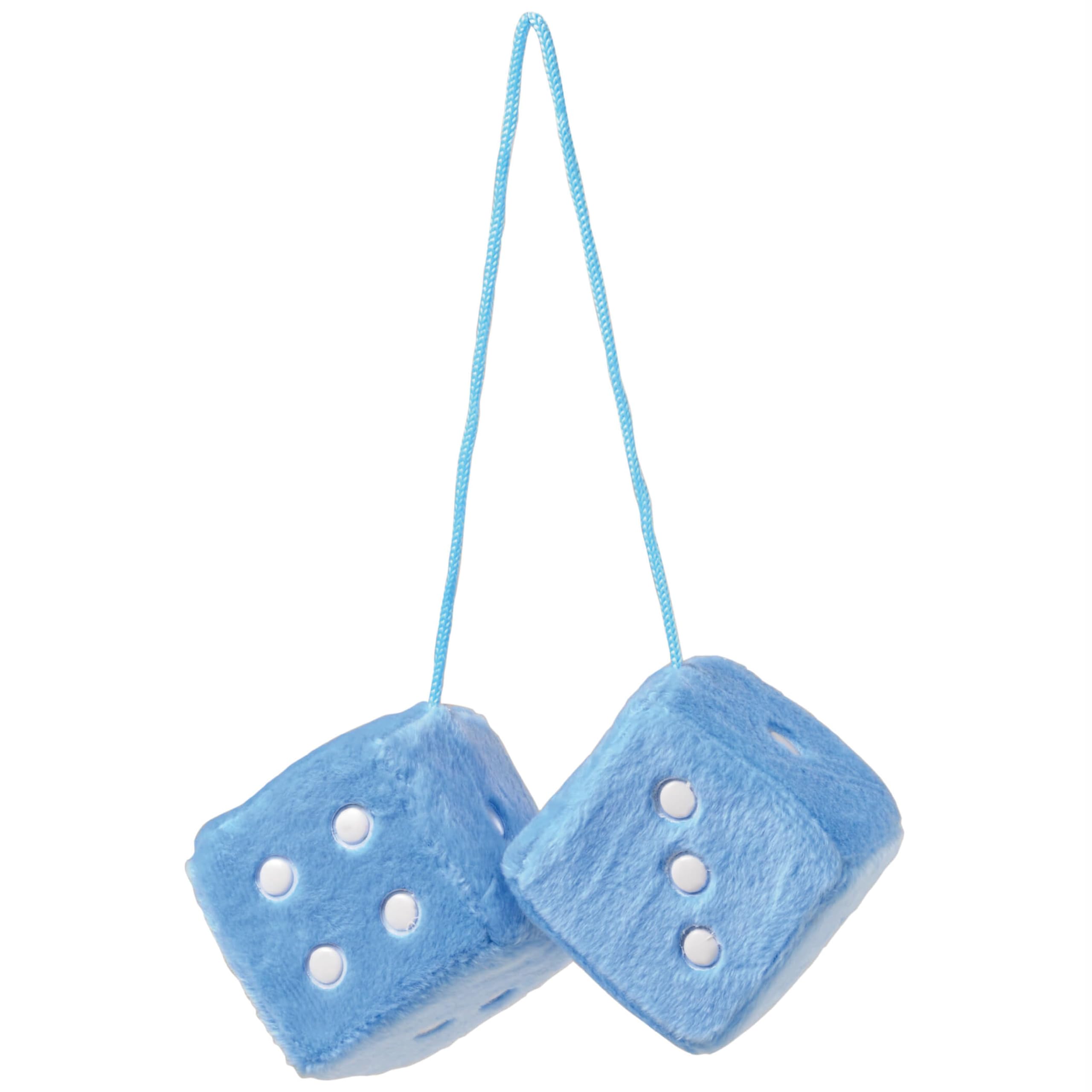 Sumex Branded Home & Car Mirrior Hanging Fluffy Furry Dice (Blue with White Spots)