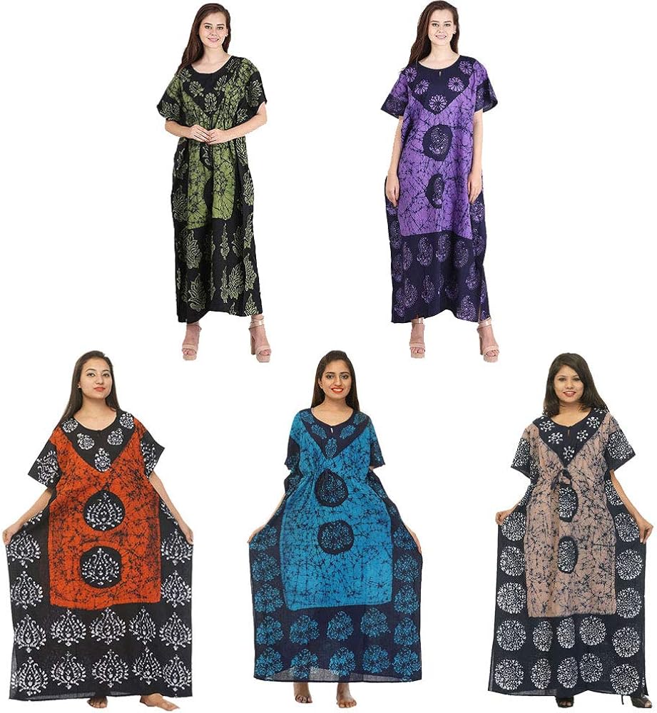 Cotton Caftan/Kaftan Nightgown Indian Cotton Batik Bohemian Long Dress