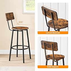 HOOBRO Bar Stools,Set of 2 Round Bar Chairs with