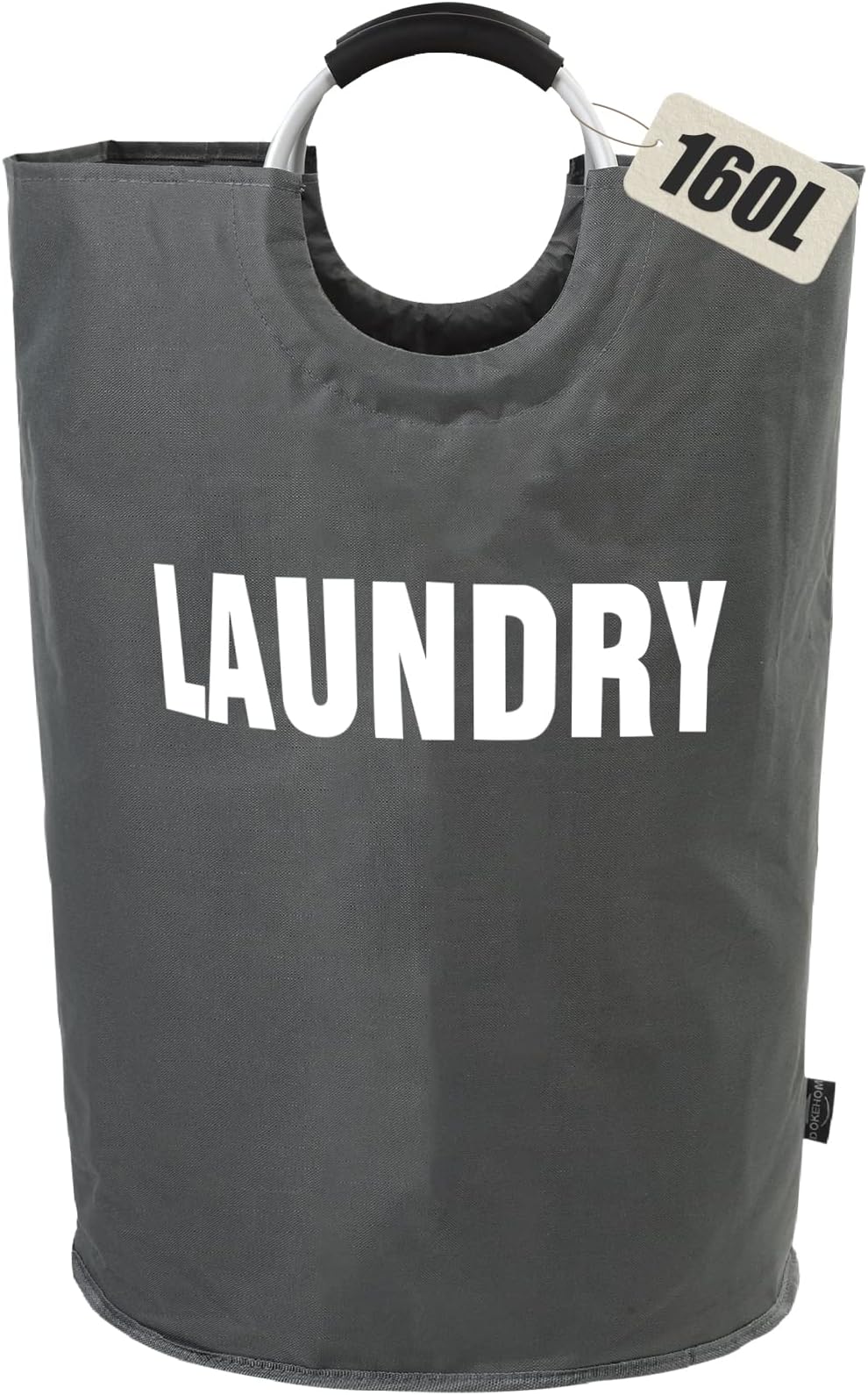 DOKEHOM 160L XXL Laundry Basket Collapsible Foldable Dark Grey