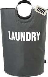 DOKEHOM 160L XXL Laundry Basket Collapsible Foldable Dark Grey