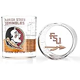 Greenline Goods – Florida State University Seminoles College Whiskey Glasses (Set of 2), 10 oz – Full-Color Logo + Campus Map