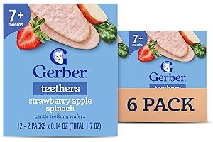 Gerber Teethers, Strawberry Apple Spinach Gentle Teething Wafers, Baby Teething Snacks, 6PK