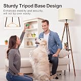 OUTON Solid Wood Tripod Floor Lamp with Shelf Walnut Base Linen Shade view 6