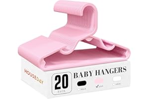 HOUSE DAY Plastic Baby Hangers for Closet 20 Pack, Durable Plastic Kids Hangers for Baby Clothes, Thin & Compact Childrens Hangers, Space Saving Pink Baby Hanger, Small Hanger for Kids Clothes