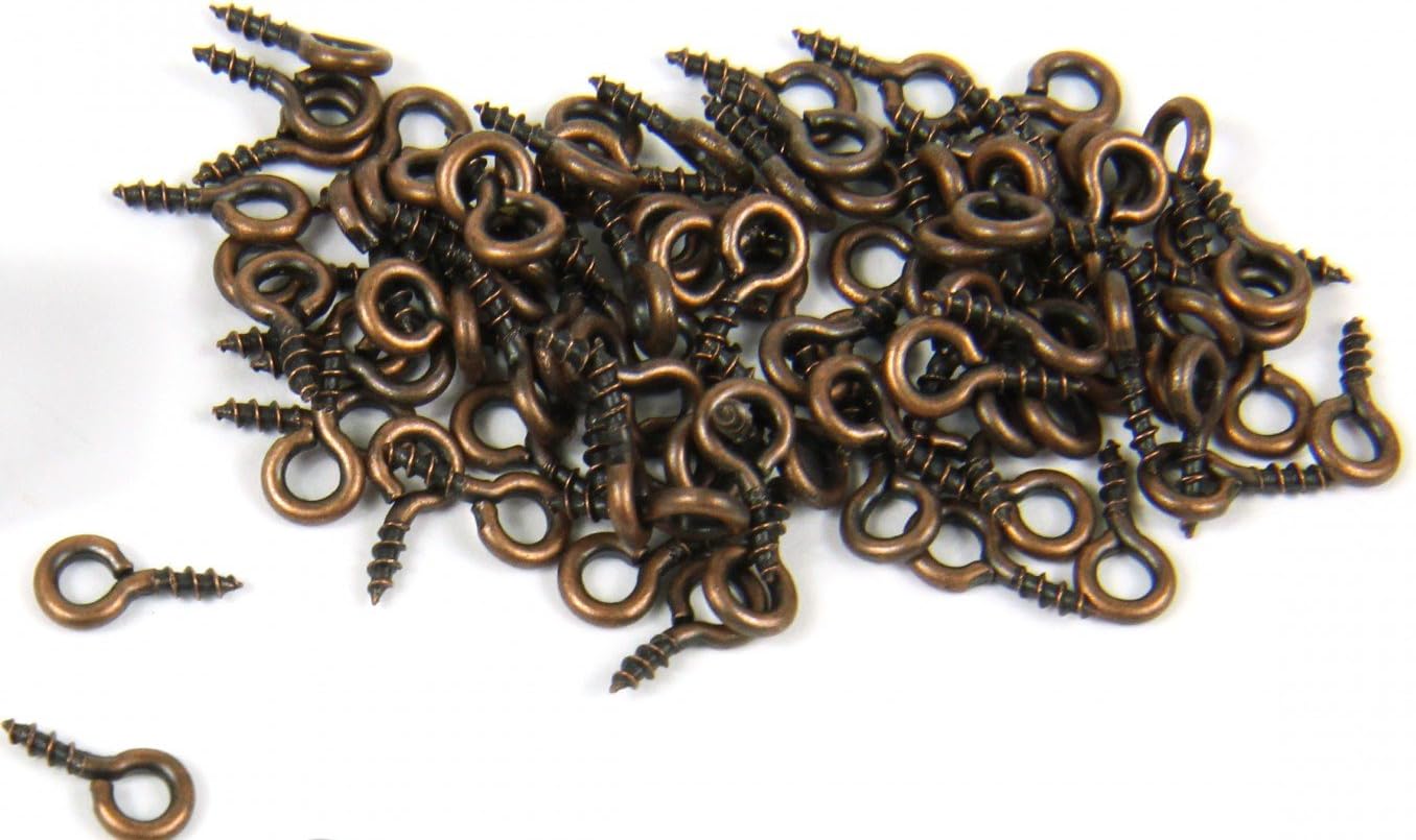 100X Eyebolts Screw Hole Screws Eye Bolts Eyelets 7mm Mini Copper