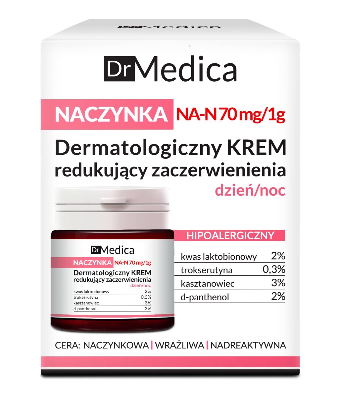 Bielenda Dr Medica Capillaries Dermatological Face Cream Reducing Skin Redness Day Night 50ml