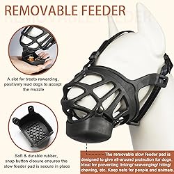 Dog Muzzle, Basket Muzzle with Slow Feeder Pad for
