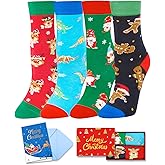 HAPPYPOP Christmas Socks for Kids Teens - Unisex Xmas Sock Gift for Adult & Kids 4 Pack