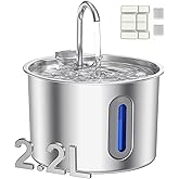 Cat Water Fountain,Stainless Steel Pet Water Dispenser 74oz/2.2L Automatic Cat Fountian,Indoor Quiet Pump Pet Water Fountian,