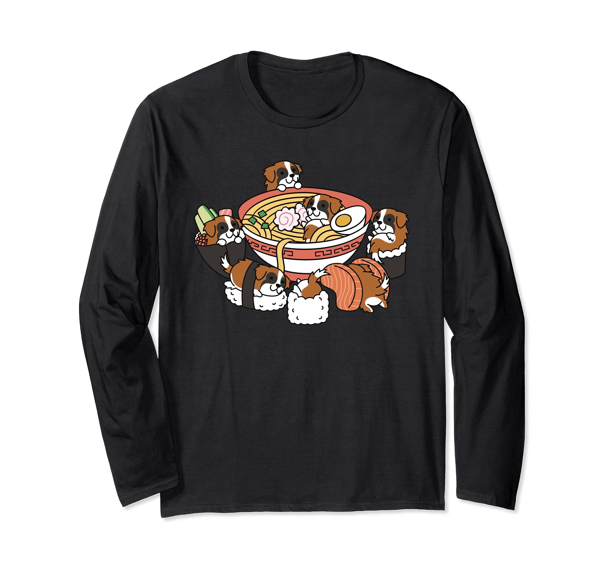 Ramen Sushi Saint Bernard Dog Long Sleeve T-Shirt