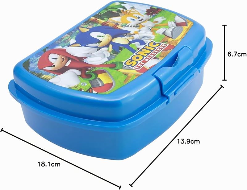 Sandwichera Infantil Sonic 1686ml - Fiambrera con Cierre de Seguridad - Material Resistente para Colegio Parque Excursiones