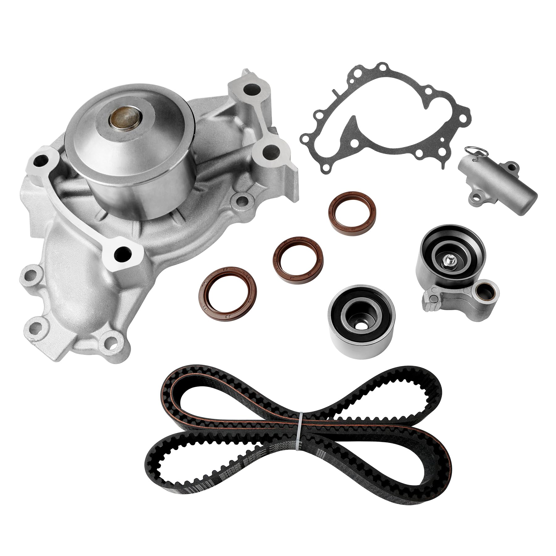 Photo 1 of Engine Timing Belt Kit with Water Pump | Compatible with 2001-2010 Toyota Highlander Camry Sienna Solara & Lexus ES300 RX330 RX400h 3.0L 1MZFE/3.3L 3MZFE V6 DOHC 24V | Replaces# TKT-026