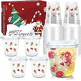 Xuelimei 12oz Christmas Disposable Plastic Cups with Strawless Sip Lids-Gingerbread Man Drinking Cups for Party Supplies Cold Drinks, Coffee, Beer, Drinks, Ice Cream, Holiday Party Supplies. (50)