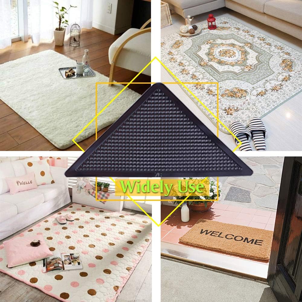 ZC GEL Rug Grippers for Hardwood Floors (8 pcs), Anti Slip Rug Grippers with Non Curling Washable and Reusable Non-Trace Removable Eco-Friendly Carpet Gripper for Tile Floors,Carpets,Floor Mats,Black: Kitchen & Dining
