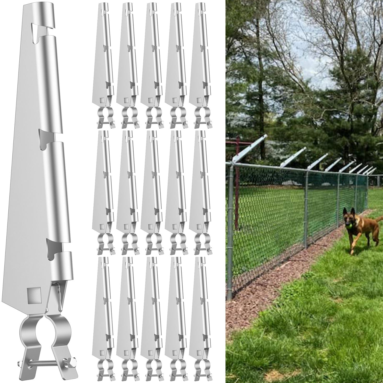 Photo 1 of 15 Pack Barbed Wire Arm for 1-3/8" Chain Link Fence, Galvanized Steel Fence Height Extender for Garden Outdoor, for Outdoor Fences to Increase Height, Protect Privacy and Pets Jumping Off