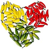 BravOne 60 PCS Artificial Mini Peppers, Colorful Artificial Small Chilies Simulation Fake Vegetables for Home Kitchen Table Food Decoration Cabinet Ornament Photo Props (Multi)
