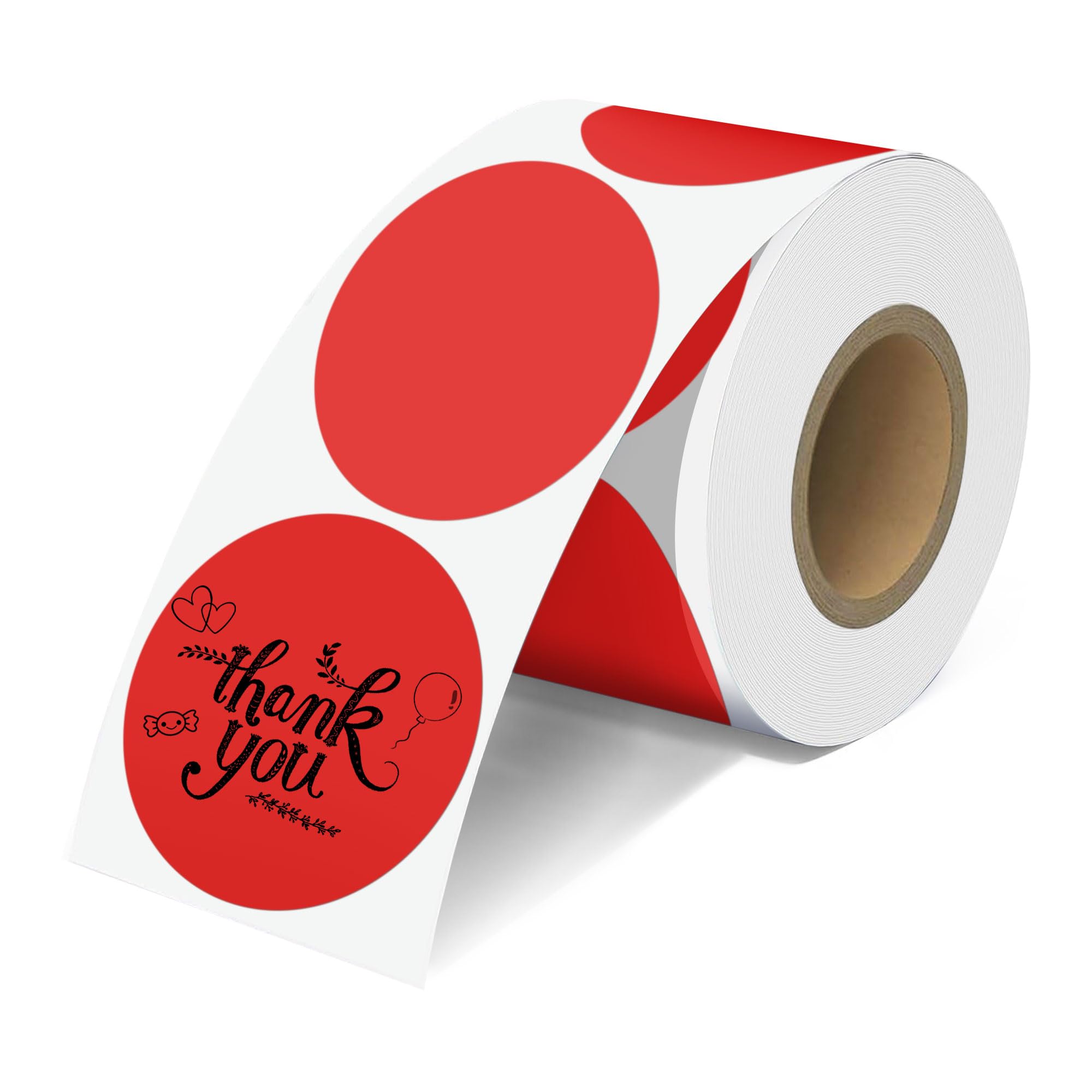 Photo 1 of 2" Red Thermal Labels - 600pcs Round Printer Labels, Waterproof Stickers for Logo Design, Name/Price Tag, Thanks Card, Address, QR Code